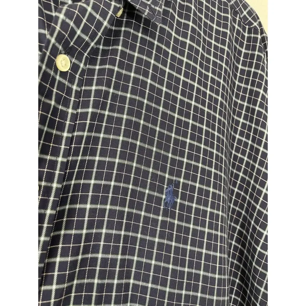 Polo Ralph Lauren Shirt Mens XL Plaid Button Up Blue Long Sleeve Cotton N13